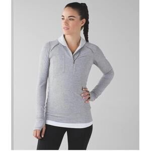 Lululemon Think Fast Pullover Heathered Slate Rulu Women's 2‎